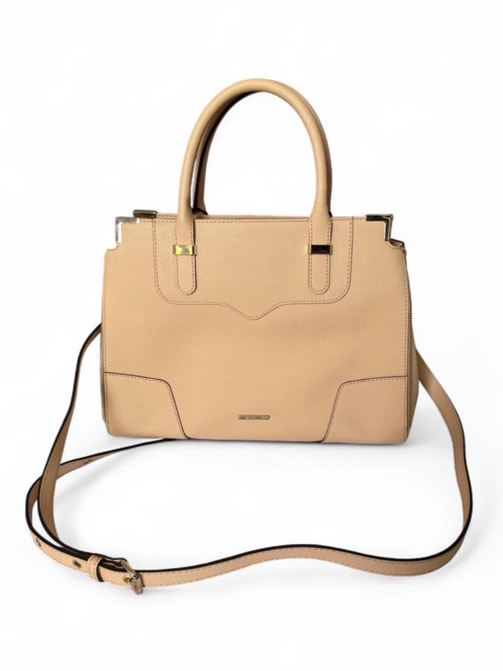 Rebecca Minkoff Beige Satchel with Gold Accents